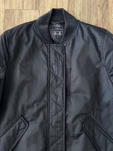 Abercrombie & Fitch Women’s Dark Blue Full Zip Button Bomber Jacket Size L - Picture 1 of 8