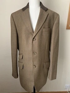 Crew Clothing Mens Wool/Cashmere Blazer Jacket 40” Herringbone Brown Smart  - Picture 1 of 10