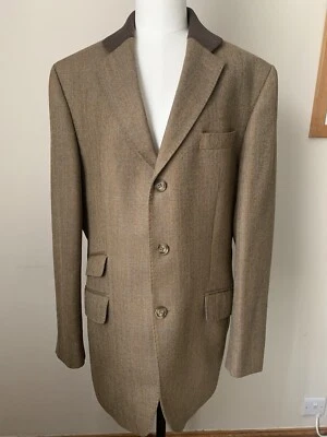 Crew Clothing Mens Wool/Cashmere Blazer Jacket 40” Herringbone Brown Smart  - Image 1 of 4
