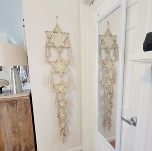 Star Of David Macrame Wall Hanging 60" Long Handmade Unique Boho Decor - Picture 1 of 4