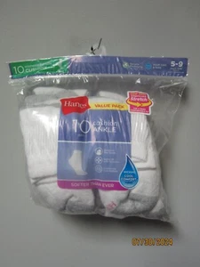 10 pares de calcetines blancos al tobillo con cojín de suela completa Hanes para mujer talla 5-9 - Imagen 1 de 2