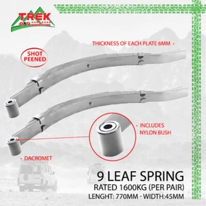 2X 9 LEAF SPRINGs EYE TO SLIPPER 45MM 1600KG DACROMET TRAILER CARAVAN OFFROAD - Picture 1 of 4