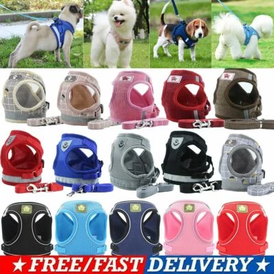 Mesh Padded Soft Puppy Pet Dog Harness Breathable Comfortable Colors XS S M L XL - Image 1 of 4