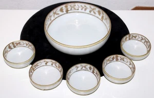 Gold Encrusted Nippon Footed Bowl w 5 Small Footed Bowls TS Nippon Mark - Picture 1 of 3