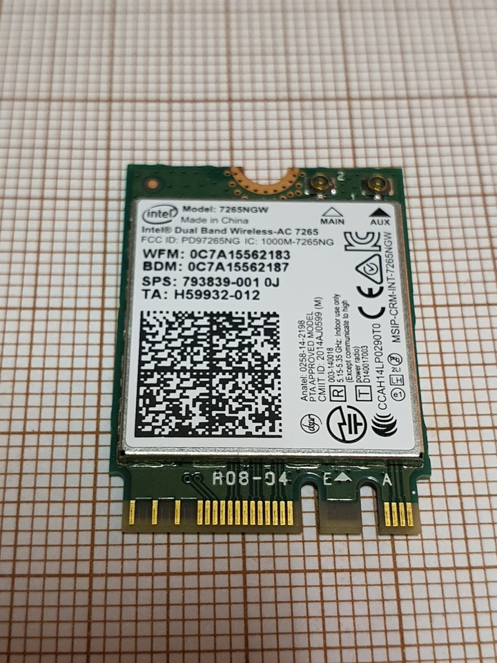 Original Acer WLAN Board 7265 M 2 2X2 AC W/Bt NEW P/N:Kl.STN01.008 - Image 1 of 4