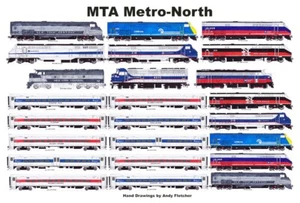 Mantel individual laminado ferrocarril MTA Metro-North 11"x17" Andy Fletcher - Imagen 1 de 1