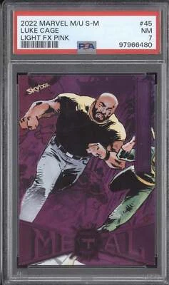 Luke Cage 2022 Skybox Metal Universe Spider-Man 45 Light FX Pink 1/75 PSA 7 - Image 1 of 2