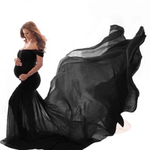 Maternity Dress For Photo Shoot Chiffon Dress Prop Gown Dress Clothes Pregnant - Picture 1 of 20