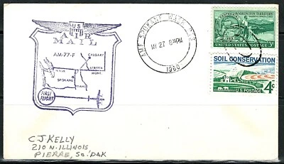 US Year of 1960 Spokane to Calgary First Flight Cover, (used). - Image 1 of 2