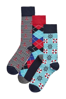 Men's Socks HS by Happy Socks Men's 3 Pack Socks Cotton Rich Ankle Sock - Image 1 of 4