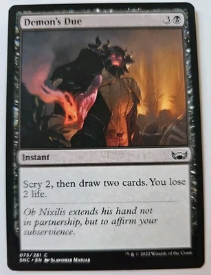 MTG Magic The Gathering Card Demon's Due Instant Black Streets Of New Capenna  - Image 1 of 2