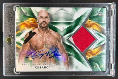2019 Topps WWE Undisputed Cesaro Relic Patch Auto Green #18/50 - Image 1 of 2