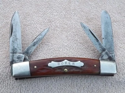 Vintage BOKER USA 5974 Tree Brand Large Congress Pocket Knife Brown Bone Handles - Image 1 of 4