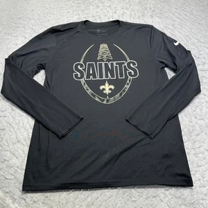 Nike Dri Fit New Orleans Saints T-Shirt Schwarz Langarm Crew Herren Größe Medium - Bild 1 von 13