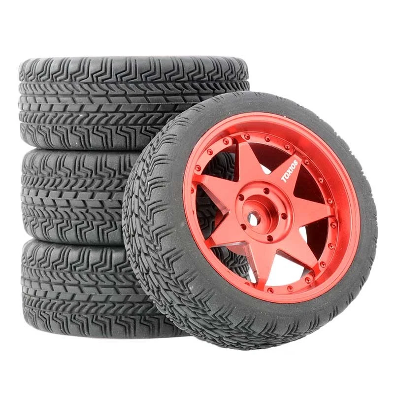 Llantas de aleación de coche de radiocontrol de turismo en carretera 1/10 llantas neumáticos para Tamiya Hpi Kyosho hsp mst Foto 1 de 4