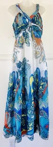 NWT New Aidan Mattox Shimmery Chiffon V-neck Sequin Trim Flowy Gown Maxi Dress 8 - Picture 1 of 8