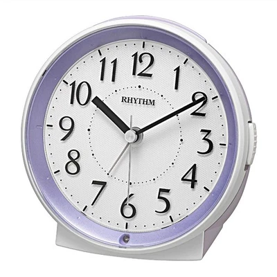 RHYTHM Alarm Clock Analog Continuous Second Hand  Light Purple 11.4x11.2x6.2cm - Image 1 of 4