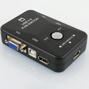 USB VGA KVM Switch Box For Mouse Keyboard Monitor Sharing 2 Computer PC 2 Ports - Afbeelding 1 van 5