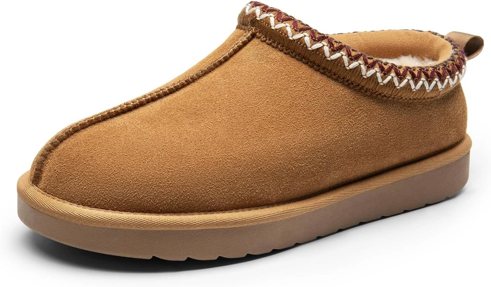 Zapatillas acogedoras y difusas de gamuza genuina para mujer interiores y exteriores mullidas para el hogar cómodas  Foto 1 de 4