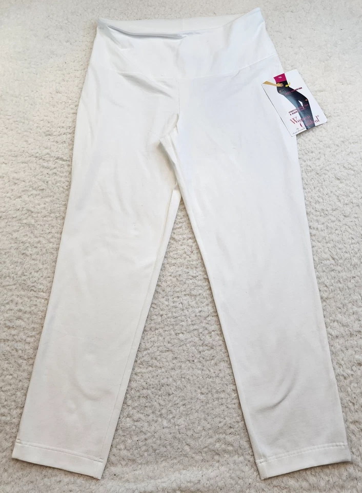 Leggings Capri femininas com controle cropped formato branco médio realçando alongamento - Imagem 1 de 4