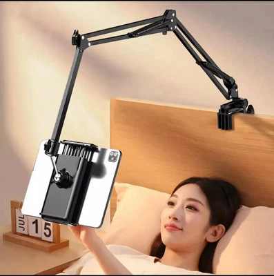 Phone Tablet Holder Stand Metal Arm 360°Rotating Adjustable Bed Desk Mount Stand - Image 1 of 4
