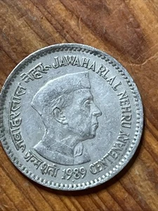 1989 Indian One Rupees Coin Jawaharial Nehru 100 Birthday Centerary 1989 - Picture 1 of 5