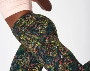 Sweaty Betty Power Small Black Floral Heather Gym Leggings 24” 7/8 Leg - Picture 1 of 12
