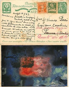 160 - Svizzera - Cartolina Pro ciechi da Arvigo a Quarto dei Mille, 16/07/1923 - Picture 1 of 1