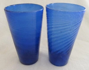 Vintage Kobaltblau Mundgeblasen Tumbler Bubble Swirl - Trinkgläser - Bild 1 von 29