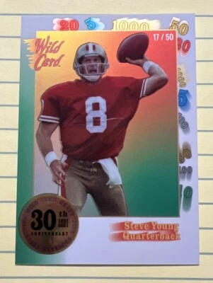 2021 Wild Card 30th Anniversary White Steve Young Green Parallel #d/50 - Image 1 of 2