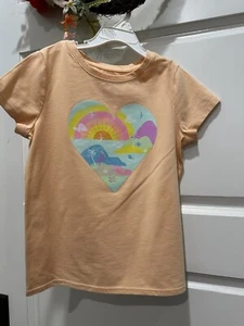 Cat & Jack Little Girls Size M (8) Graphic T-Shirt Graphic Heart Orange NWOT - Picture 1 of 4