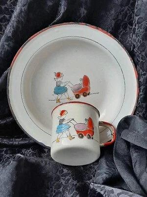 💝 Zauberhaftes antikes Emaille Kindergeschirr .. Shabby  .. Brocante  .. - Bild 1 von 4