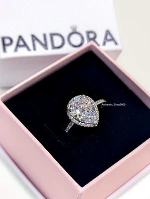 NEW 100% Authentic PANDORA 925  Large Sparkle Radiant Teardrop Ring 196251CZ - Image 1 of 4