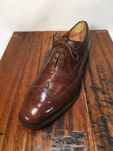 Vintage ALAN MCAFEE Brown Sz 8.5 Men Wingtip Oxfords Made in England - Picture 1 of 14