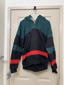 Nucleus Vintage 80s Windbreaker Hoodie Jacke Schwarz Grün Rot Herren Large Neu mit Etikett - Bild 1 von 6