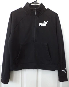 Puma Logo Golf 1/4 Zip Pullover Black Sweatshirt Jacket Women's Size S - Picture 1 of 9