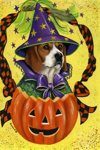 Edle Haustier Garten Flagge - Beagle Halloween 12" x 18" ~ Wohltätigkeitsorganisation! - Bild 1 von 1