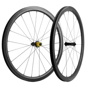 700C 25x40mm Road Bike Carbon Fiber Wheelset Clincher Ceramic Bearing Hub 18-21H - Picture 1 of 11