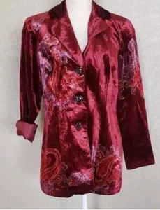Coldwater Creek Crushed Velvet Blazer Size 14Petite With Shoulder Pads - Picture 1 of 6