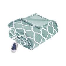 Beautyrest Ogee Printed Plush Electric Blanket for Cold Weather, Fast Heating,