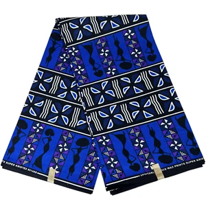 Afrikanischer Stoff Wachsdruck Ankara 6 Yards 100% Baumwolle Blau Nähstoff - Bild 1 von 8