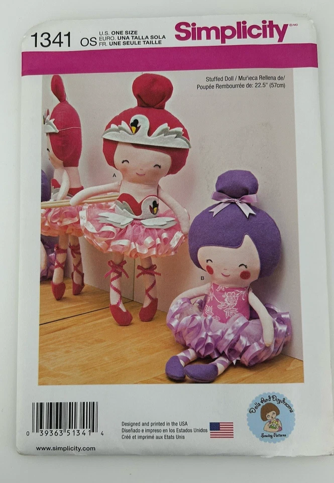Simplicity 1341 Doll Ballerina Craft New Uncut Sewing Pattern - Image 1 of 2