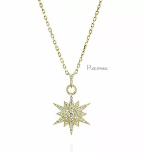 Collar colgante con dije de diamantes Starburst de 0,24 quilates de oro de 14 quilates creado en laboratorio - Imagen 1 de 1