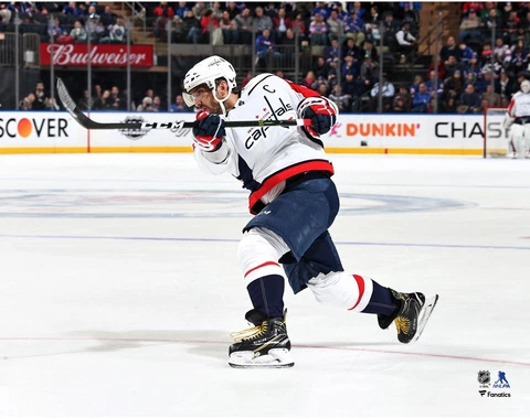 Alex Ovechkin Washington Capitals Unsigned White Jersey Shooting 11" x 14" Photo Cover