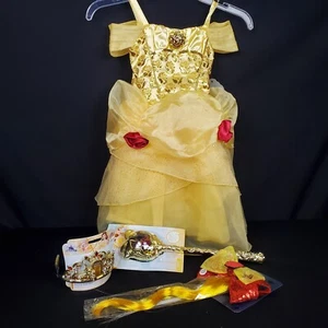 Talla 3 Disney Park Castle Collection Niñas Princesa Belle Vestido Conjunto de Disfraz NUEVO - Imagen 1 de 5