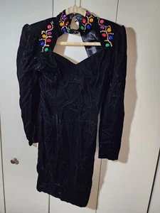 vintage Scott Mcclintock dress. Black Velvet.  Size 10 - Picture 1 of 5