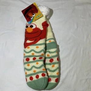 Sesame Street ELMO 1 Pair Slippers Sherpa Lined Socks Warm Non Slip One Size - Picture 1 of 4