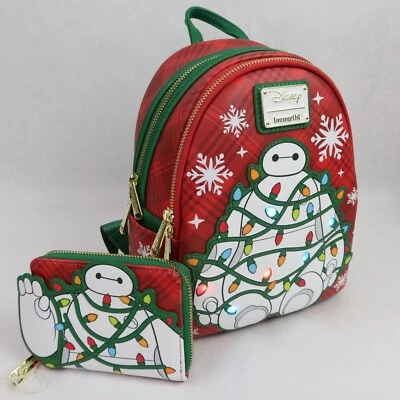 Loungefly Disney большой герой 6 мини рюкзак сумка и бумажник свет вверх Baymax Mochi - Изображение 1 из 4