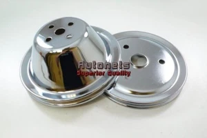 Chrome Small Block Chevy SBC Short Water Pump SWP Crankshaft Pulley 1 Groove - Picture 1 of 1