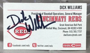 Tarjeta de visita autografiada firmada por Dick Williams ex gerente general de los Rojos de Cincinnati - Imagen 1 de 3
